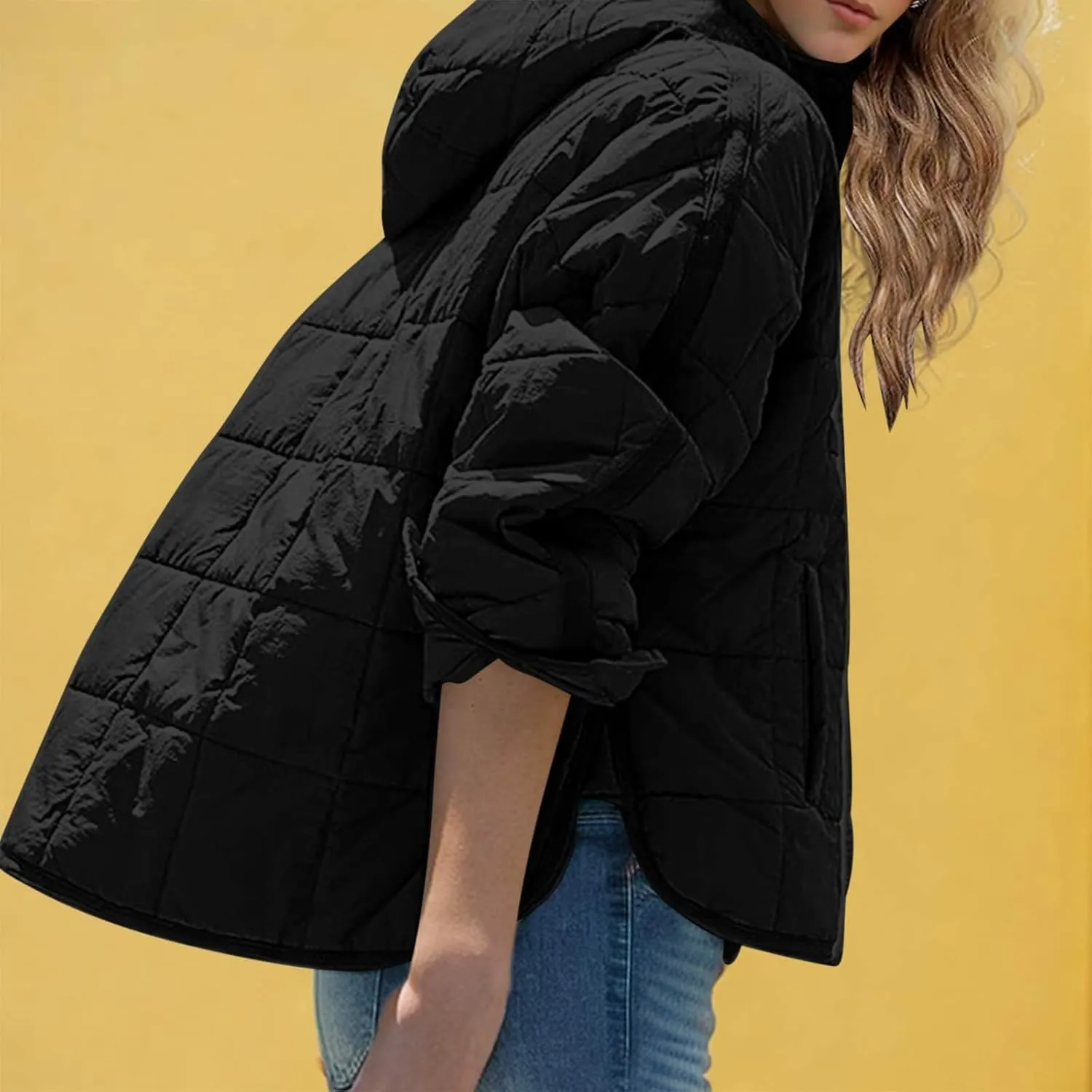 Borniu Women's Quilted Pullover Puffer Jacket Packable Hooded Oversize Winter Coat Tops Lightweight Down Jacket Outerwear