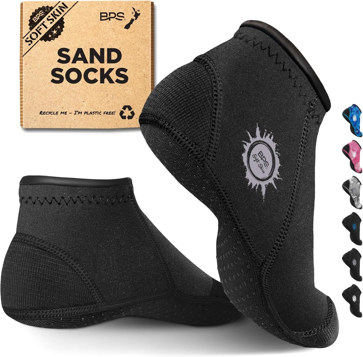 BPS Soft Skin Neoprene Socks 3mm Water Socks Sand Proof Wetsuit Booties for Beach Volleyball Sand Soccer Water Sports