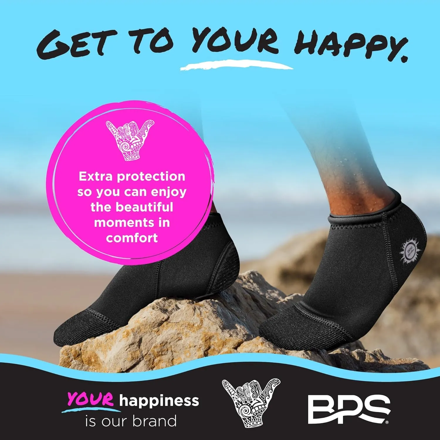 BPS Soft Skin Neoprene Socks 3mm Water Socks Sand Proof Wetsuit Booties for Beach Volleyball Sand Soccer Water Sports