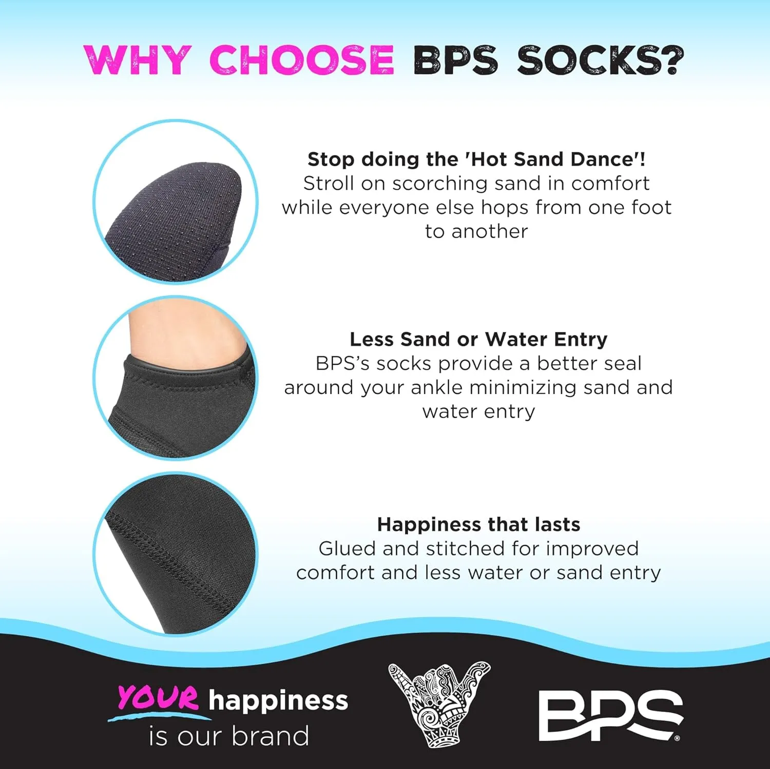 BPS Soft Skin Neoprene Socks 3mm Water Socks Sand Proof Wetsuit Booties for Beach Volleyball Sand Soccer Water Sports