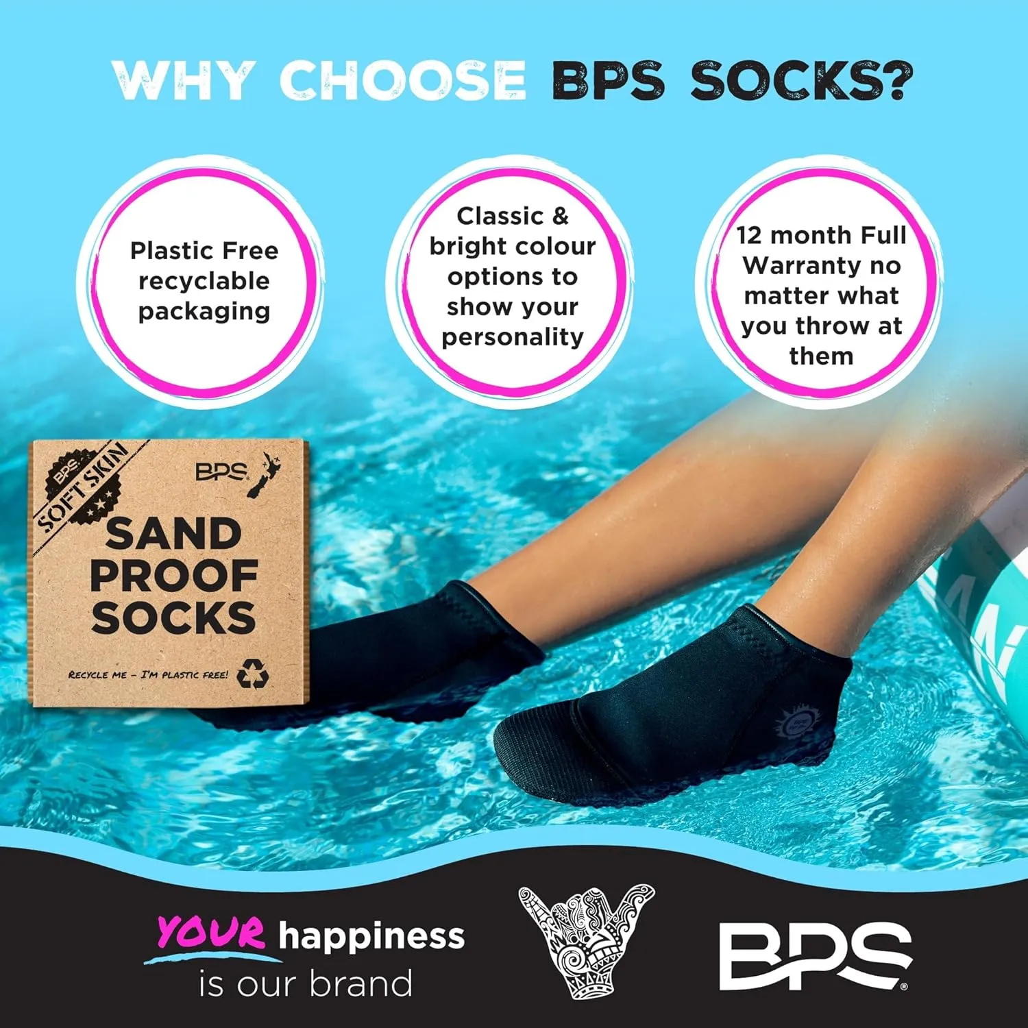 BPS Soft Skin Neoprene Socks 3mm Water Socks Sand Proof Wetsuit Booties for Beach Volleyball Sand Soccer Water Sports