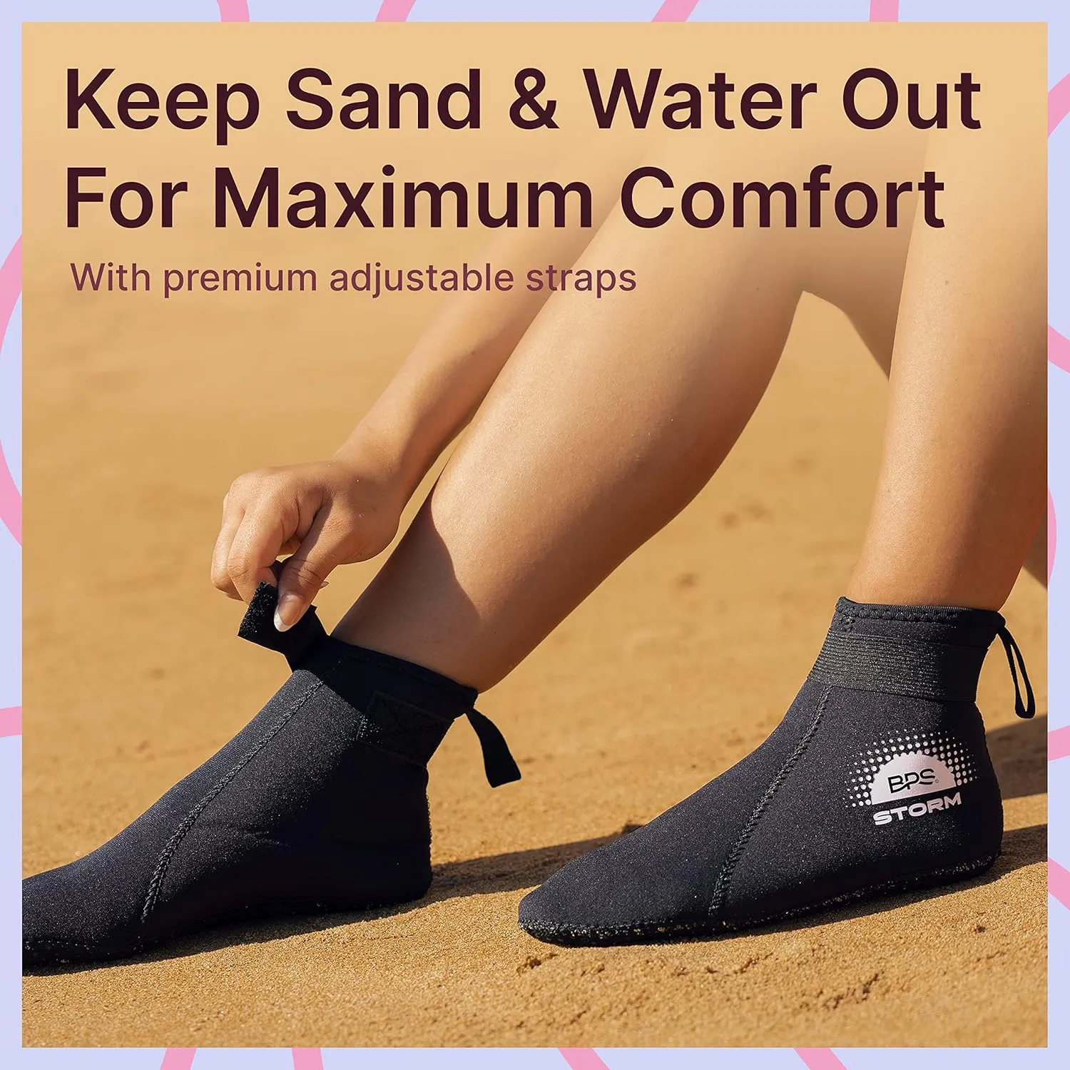 BPS Storm Neoprene Socks 3mm Water Socks Sand Proof Wetsuit Booties Sand Socks for Beach Volleyball Sand Soccer Sports
