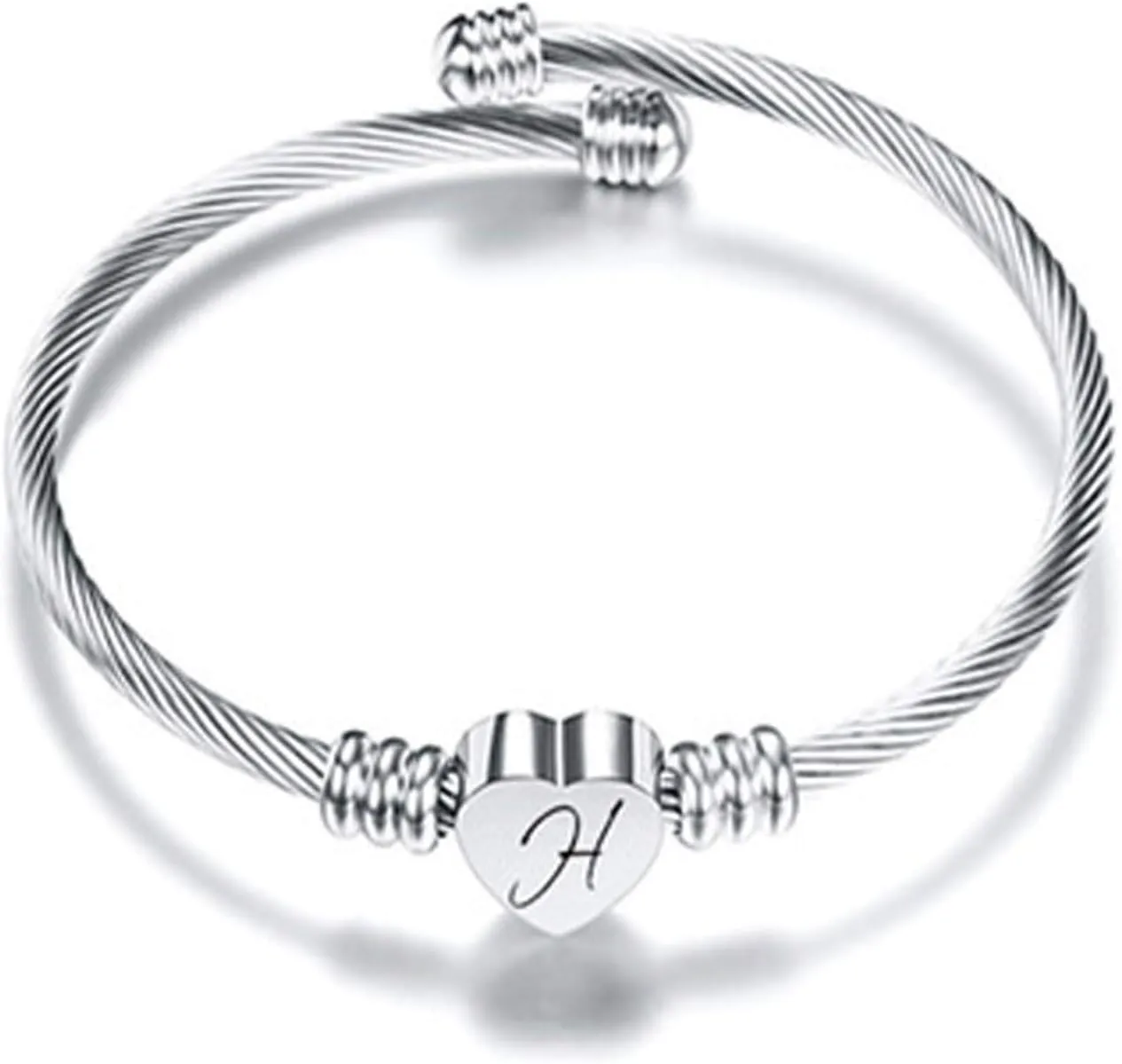 Bracelets for Women, Initial Heart A-Z Letter Cuff Bracelet, Unfading Personalized Name Expandable Wristband Bangle, Alphabet Charm Women's Jewelry Mothers Day Gifts