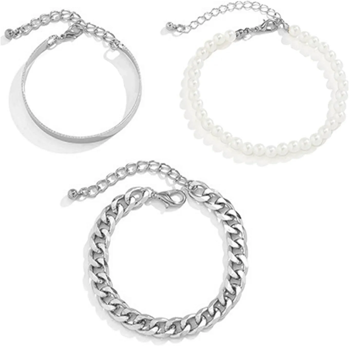 Bracelets Set for Men Women, Diamond Cuban Link Chain Bracelets Heart Tennis Bracelets Stackable Bracelets Set Hip Hop Jewelry Set for Men Women Gifts