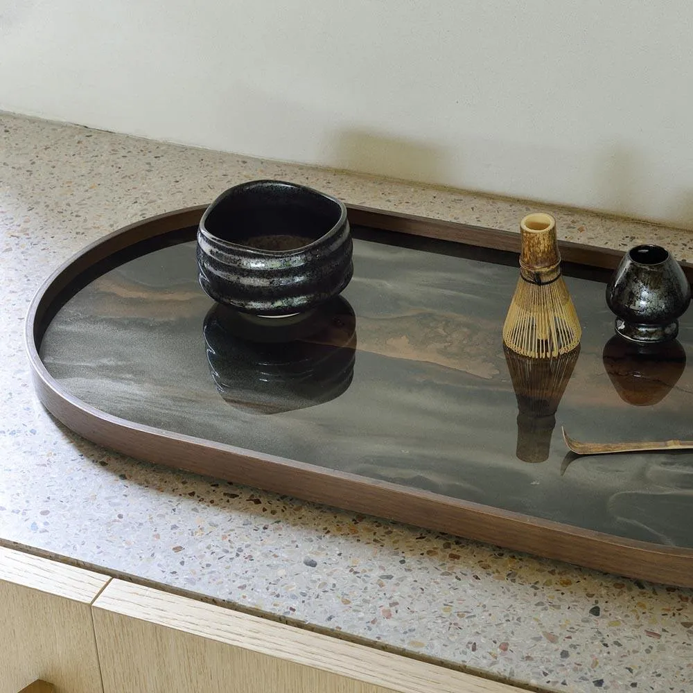 Bronze Organic Glass Oblong Tray