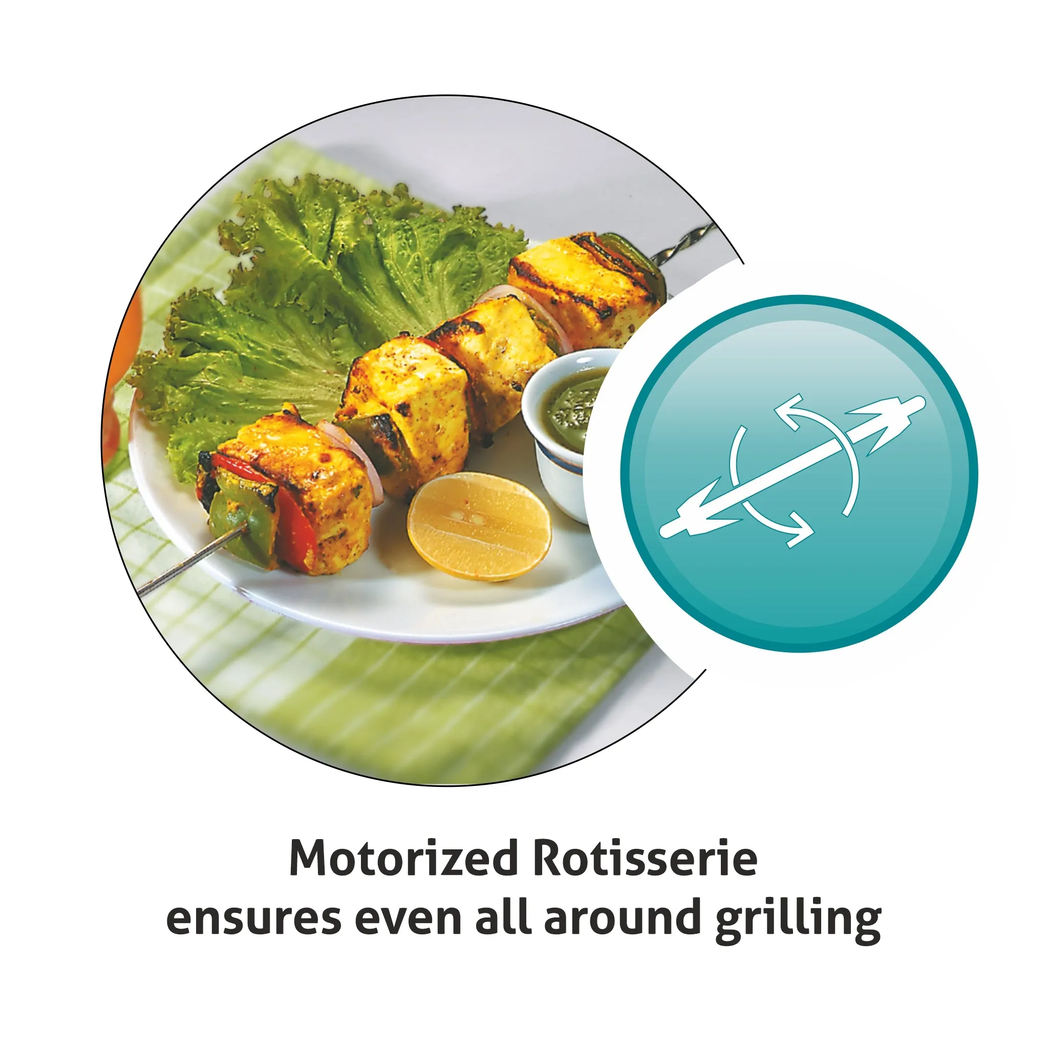 Built in Oven Motorised Rotisserie Turbo Fan 70Ltr with 12 Multi-functions (BO-653MRT)