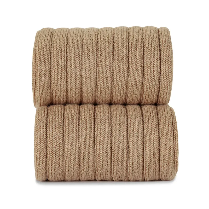 Camel Wide Ribbed Knee High Spanish Socks