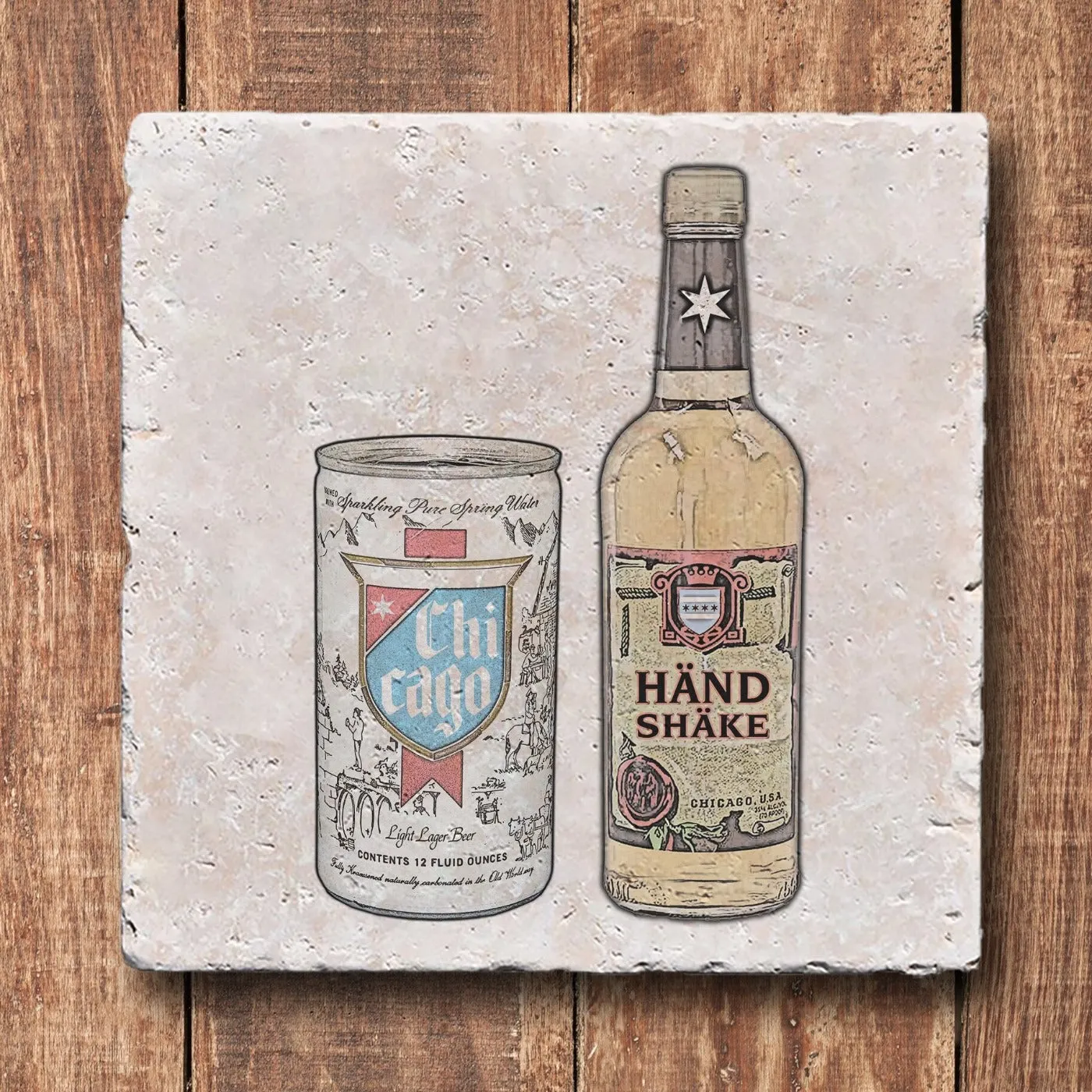 Chicago Handshake Marble Coaster