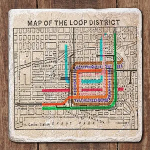 Chicago Loop Map Marble Coaster