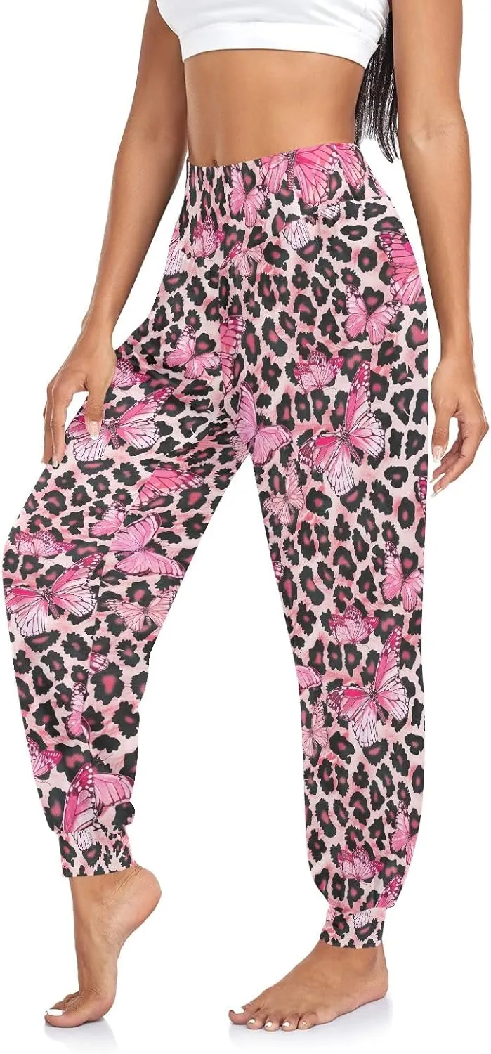 CHIFIGNO Cute Sweatpants for Women Hippie Pants Baggy Pants Harem Pants Casual Yoga Pants