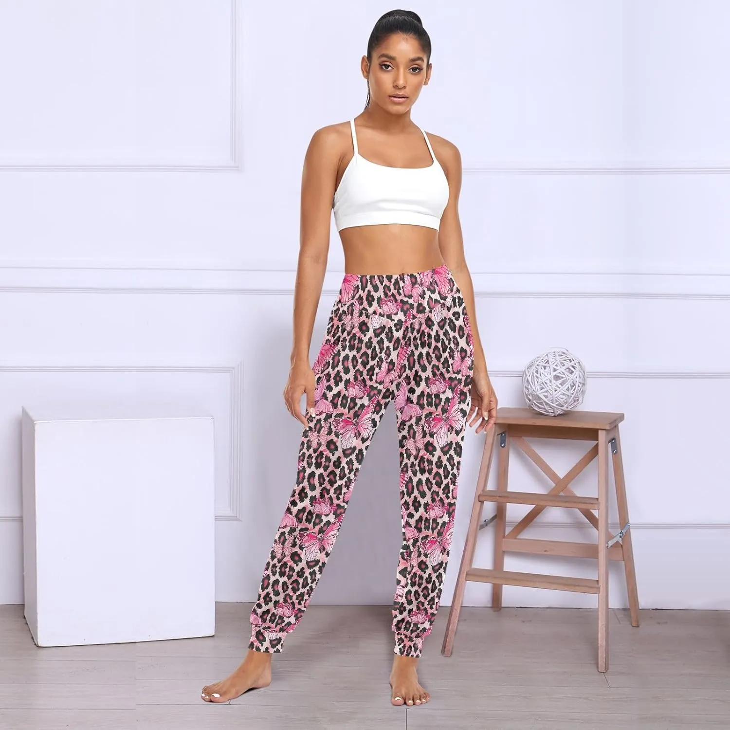 CHIFIGNO Cute Sweatpants for Women Hippie Pants Baggy Pants Harem Pants Casual Yoga Pants