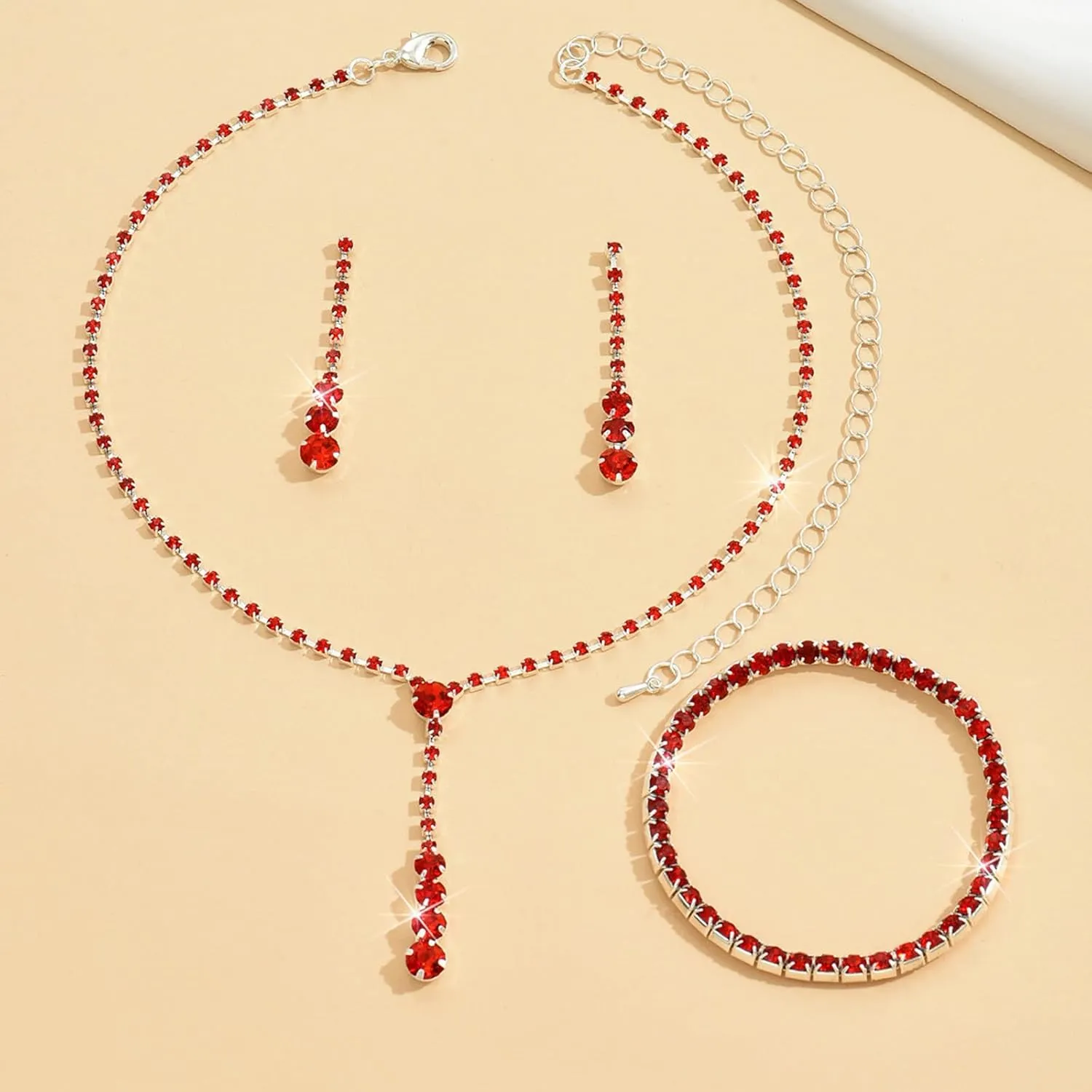 choice of all Wedding Jewelry Set for Brides Bridesmaids Silver Rhinestone Necklace Earrings Bracelet Sets Formal Costume Jewelry Prom Jewelry Sets for Women