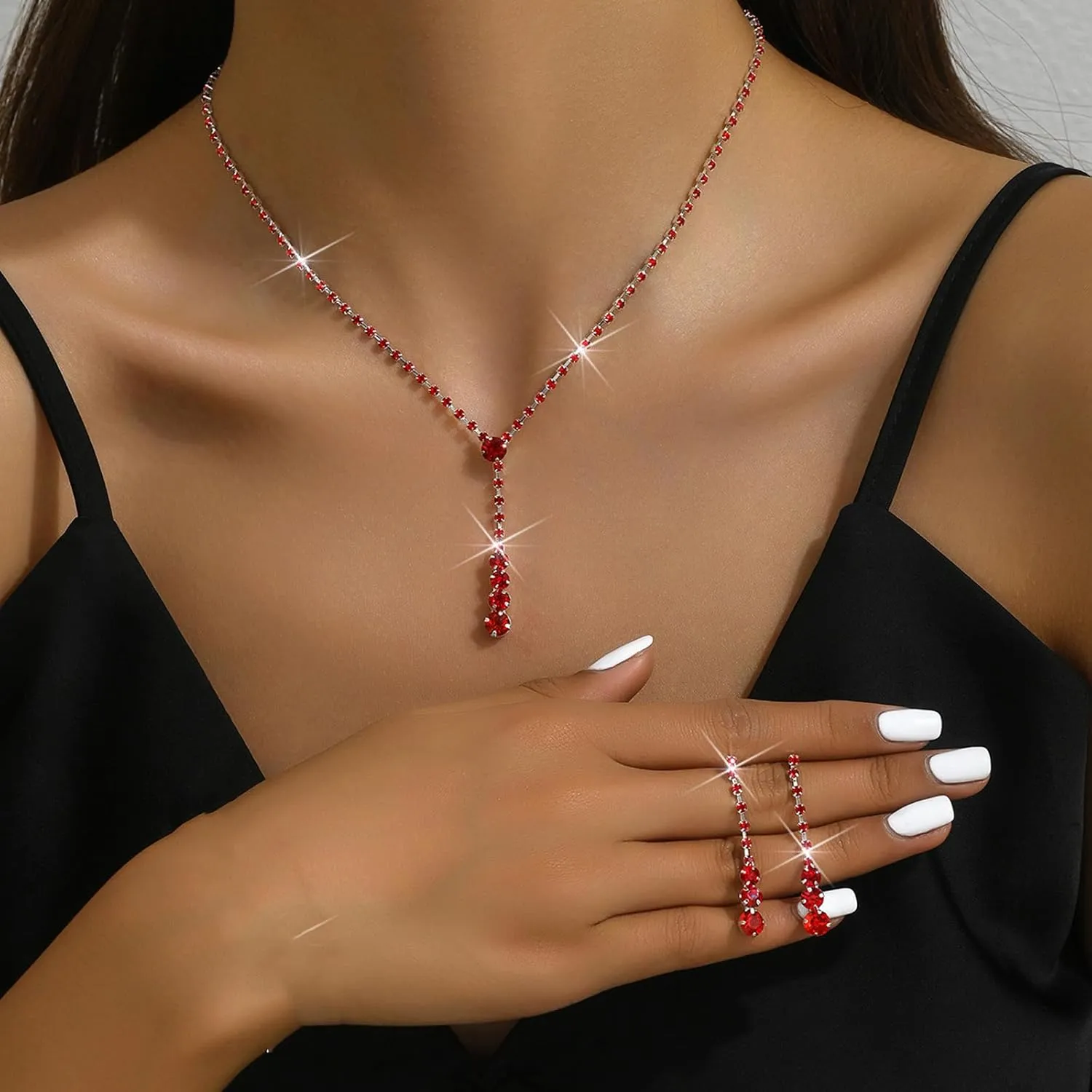 choice of all Wedding Jewelry Set for Brides Bridesmaids Silver Rhinestone Necklace Earrings Bracelet Sets Formal Costume Jewelry Prom Jewelry Sets for Women
