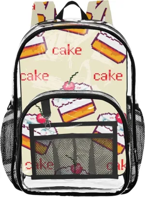 Clear Backpack for Women Kids Backpack Boys Girls School Clear Shoulder Bag Cute Cake Cherries Yellow