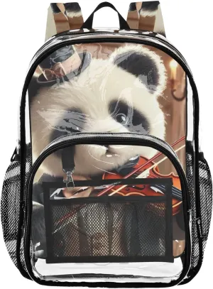 Clear Backpack Women Cute Funny Penda Bear Victorian Girls Backpack for Kids Plastic Transparent Bookbag