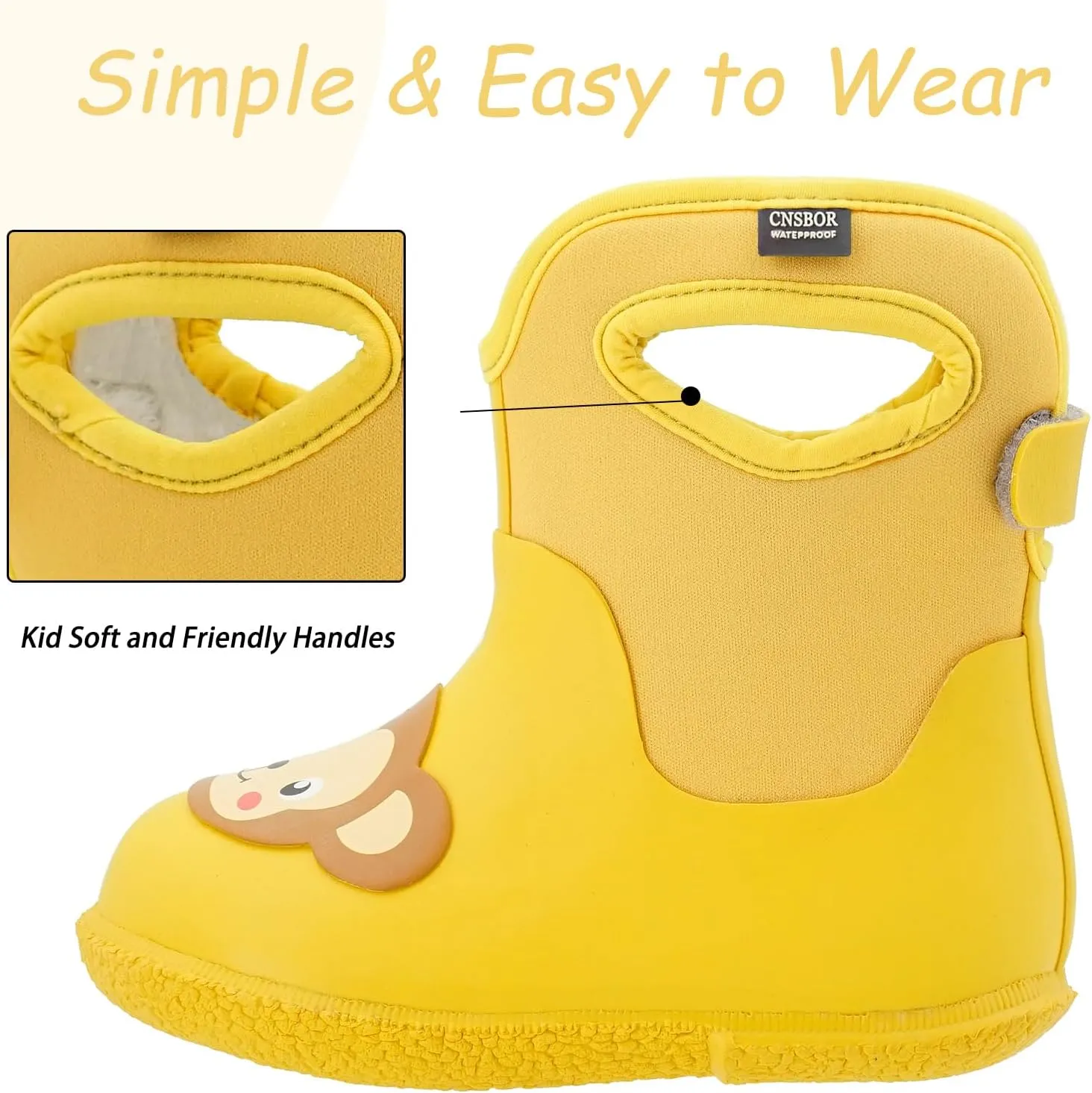 CNSBOR Kids Rain Boots for Toddler Girls Boys Seamless Rubber Boots Waterproof Boots for Kids Lightweight Unisex-Child Handle It Rain Boots Kids
