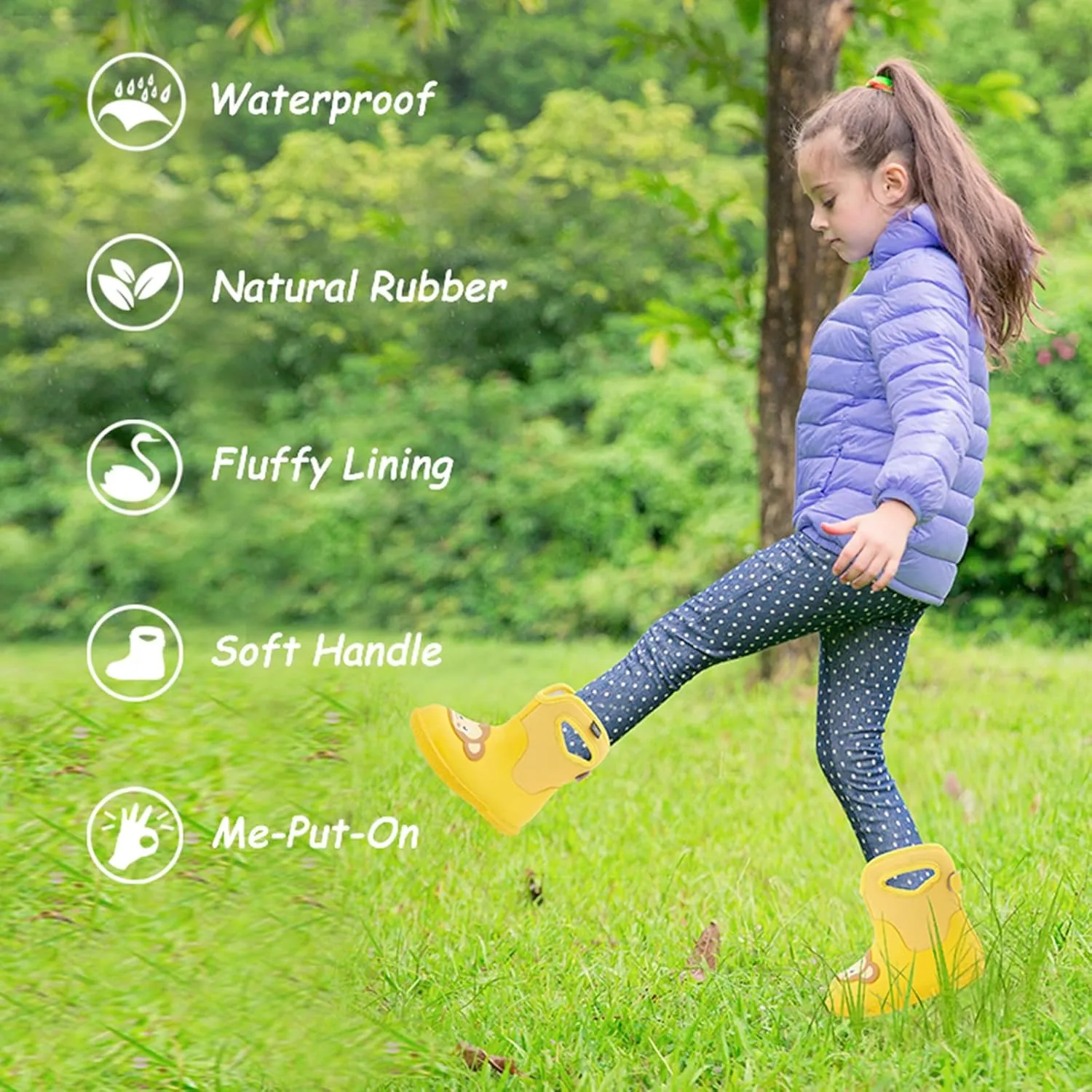 CNSBOR Kids Rain Boots for Toddler Girls Boys Seamless Rubber Boots Waterproof Boots for Kids Lightweight Unisex-Child Handle It Rain Boots Kids