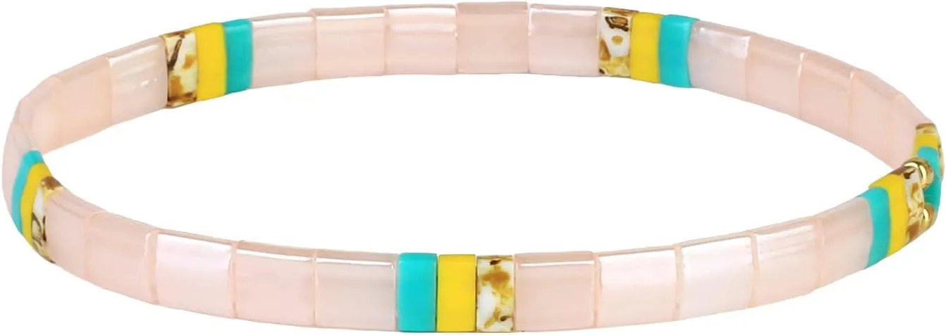 CQUAN CHI Bohemian Stretch Bracelets Colorful Tila Beads Friendship Bracelets Handmade Chic Bracelets For Women - 05G