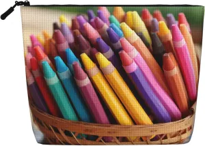 Crayons Print Cosmetic Bags for Women Large Capacity Purse Travel Toiletry Zipper Storage Pouch