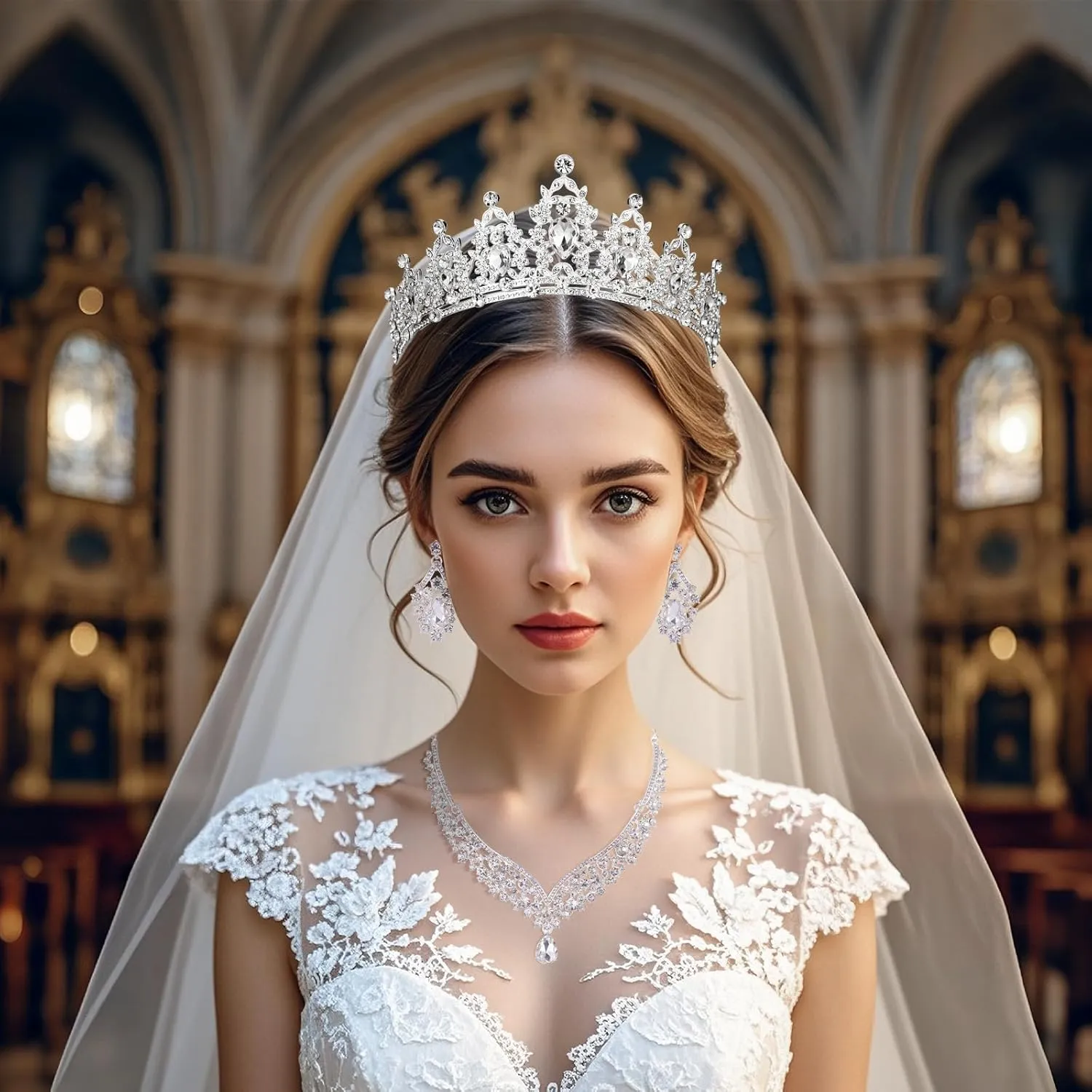 Crowns and Tiaras jewelry sets for Wedding princess birthday party Halloween Prom Pageant Jewelry for Women Crystal Bridal Jewelry Set for women