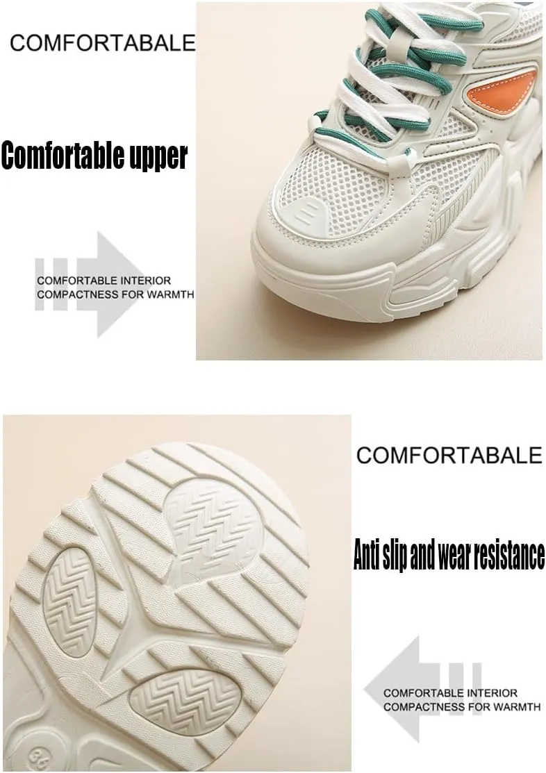 Cubicbee Women's Platform Lace up Sneaker Daddy Shoes,Non-Slip Mesh Breathable Running Tennis Shoes Casual Gym Workout Walking Shoes