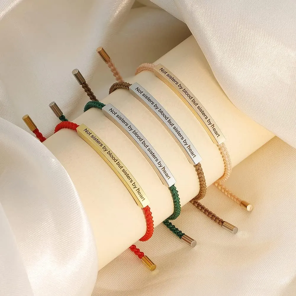 Custom Engraved Bracelets for Women Inspirational Bracelets,Personalized Bracelets With Names,Dont Let the Hard Days Win Rope Bracelet,Braided Bracelets for Teen Girls