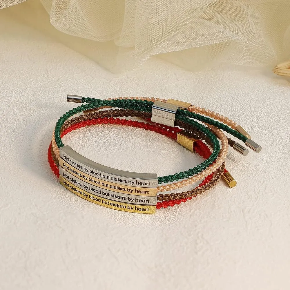 Custom Engraved Bracelets for Women Inspirational Bracelets,Personalized Bracelets With Names,Dont Let the Hard Days Win Rope Bracelet,Braided Bracelets for Teen Girls