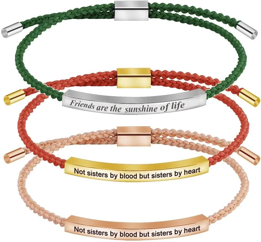 Custom Engraved Bracelets for Women Inspirational Bracelets,Personalized Bracelets With Names,Dont Let the Hard Days Win Rope Bracelet,Braided Bracelets for Teen Girls