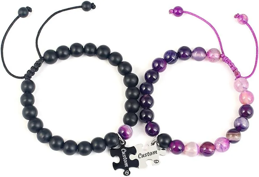 Customizable Bracelets for Couples,Relationship Bracelets for Couples Promise Bracelet for Him and Her,Matching Bracelets for Mom and Daughter Friendship Bracelets Custom Names