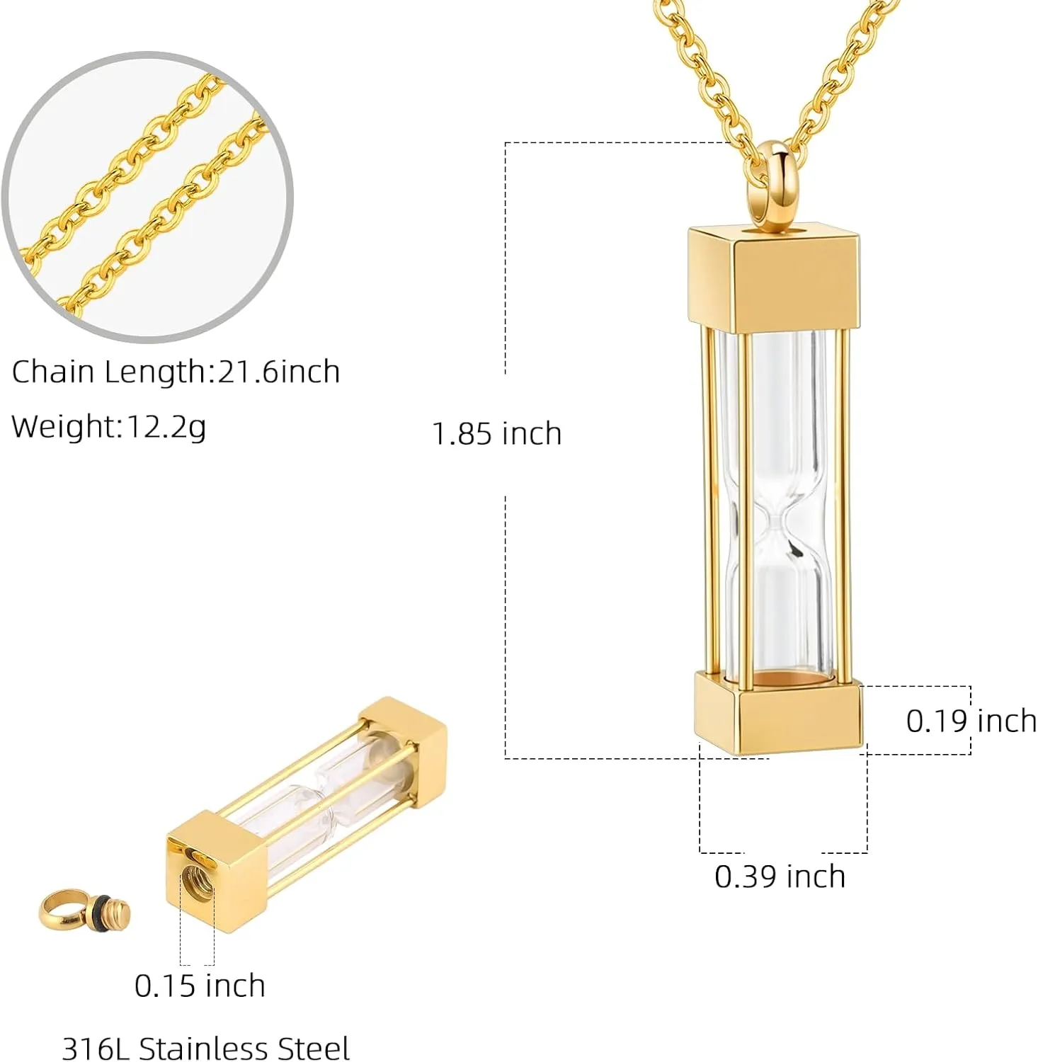 Customize Cremation Jewelry - Glass Hourglass Cremation Jewelry Necklace for Ashes Memorial Lockets for Ashes for Women/Men Personalized Necklaces Engraved Names Jewelry