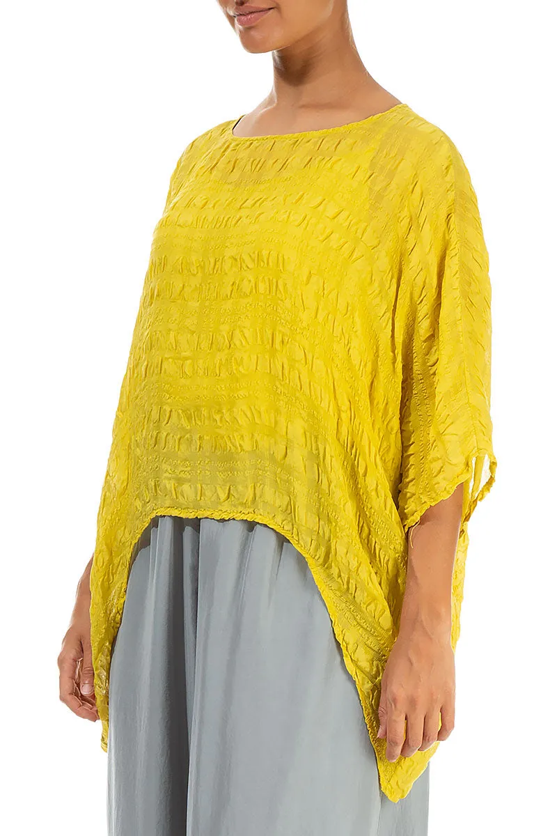 Cyber Lime Textured Kaftan Silk Blouse