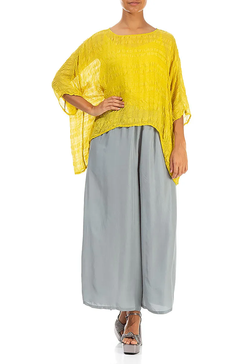 Cyber Lime Textured Kaftan Silk Blouse
