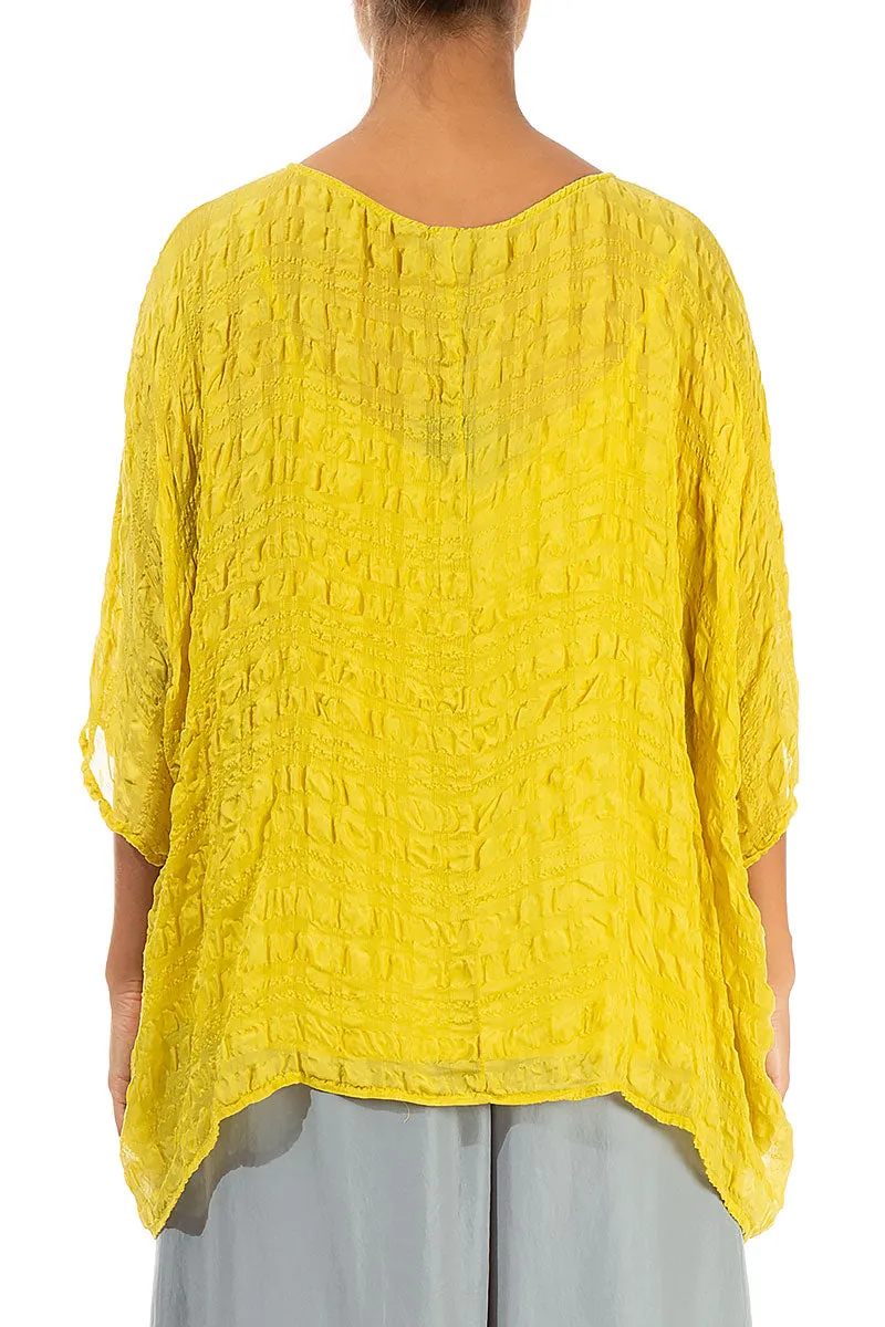 Cyber Lime Textured Kaftan Silk Blouse