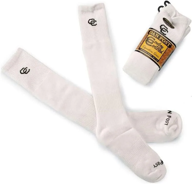 Dan Post Men's Cowboy Certified Boot Socks (2-Pair) White