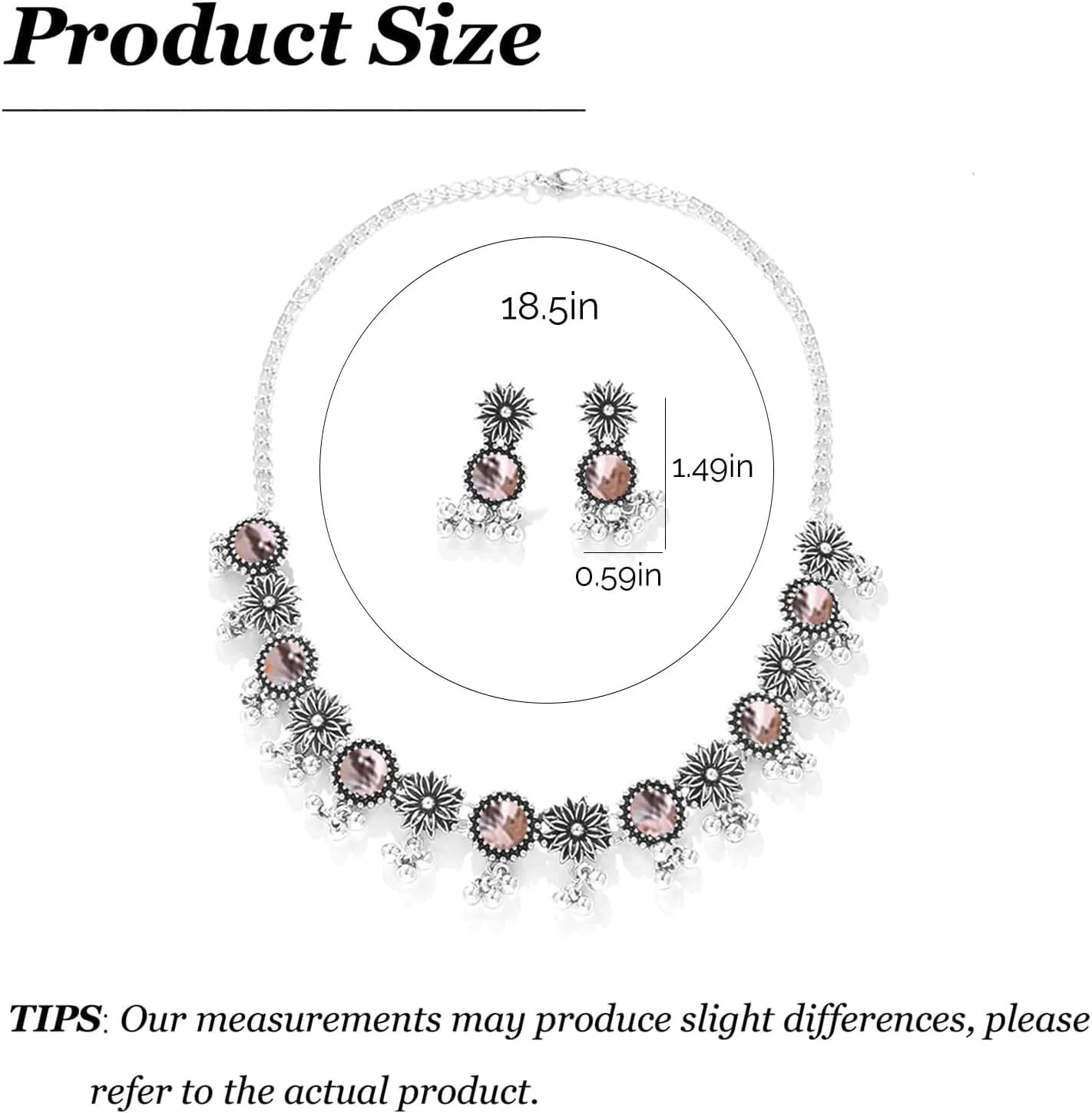 Dcfywl731 Indian Jewelry Sets for Women Bollywood Wedding Jewelry Necklace Set Oxidized Indian Choker Necklace with Maang Tikka Earrings Set Jewelry Gift