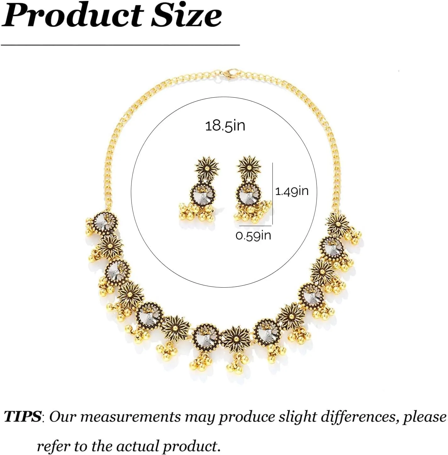 Dcfywl731 Indian Jewelry Sets for Women Bollywood Wedding Jewelry Necklace Set Oxidized Indian Choker Necklace with Maang Tikka Earrings Set Jewelry Gift