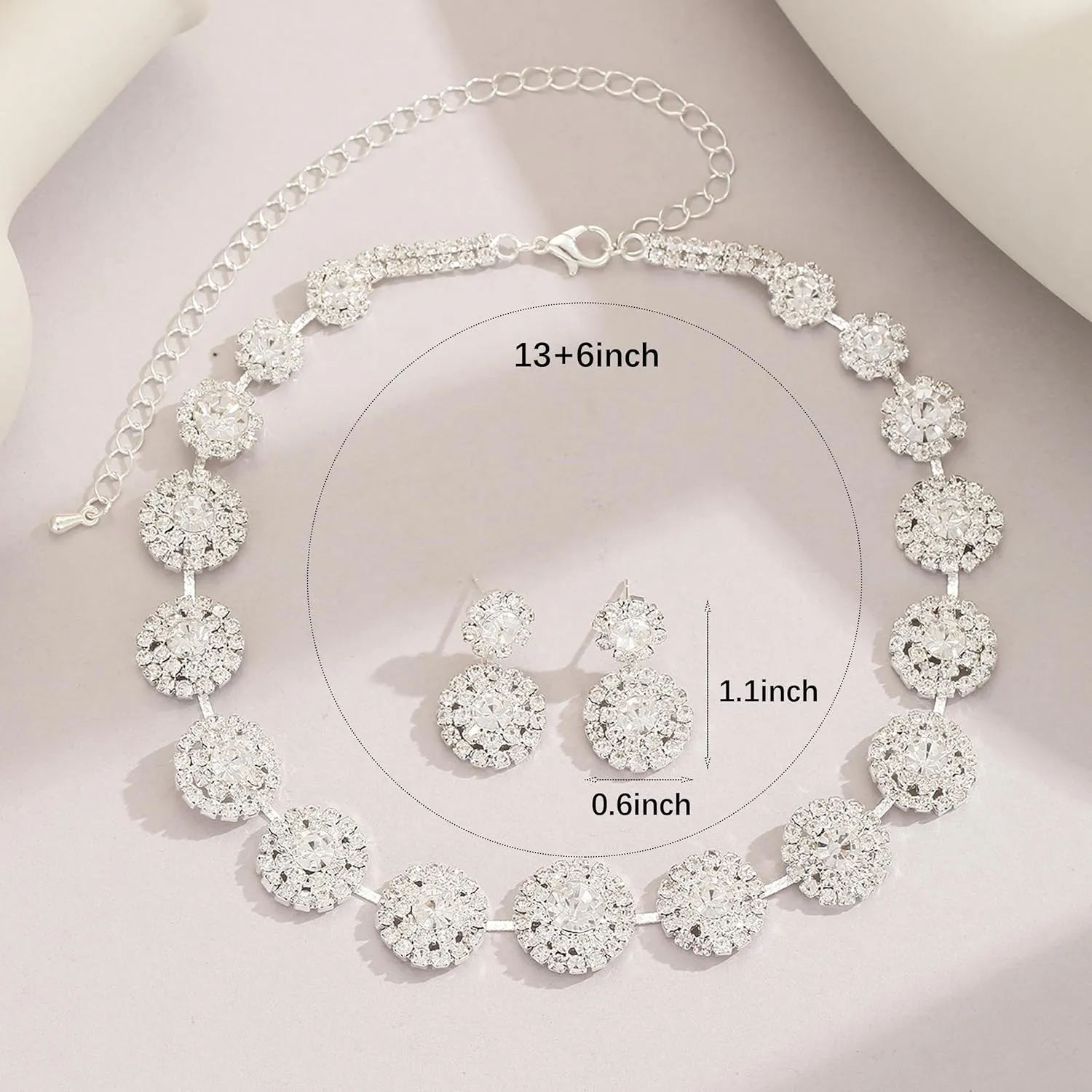 Dcfywl731 Silver Prom Jewelry Set Rhinestone Bridal Wedding Jewelry Sets for Brides Bridesmaid Formal Costume Jewelry Accessories for Wedding Prom Dresses 2025