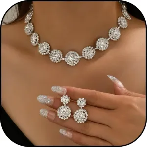 Dcfywl731 Silver Prom Jewelry Set Rhinestone Bridal Wedding Jewelry Sets for Brides Bridesmaid Formal Costume Jewelry Accessories for Wedding Prom Dresses 2025