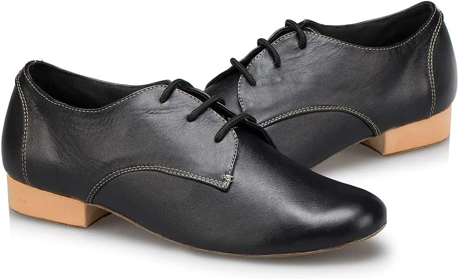 DKZSYIM Men's Leather Latin Dance Shoes Ballroom Tango Waltz Modern Social Practice Lace-up Dance Shoes 1" Heel,Model L040