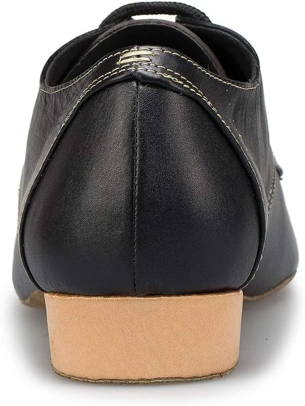 DKZSYIM Men's Leather Latin Dance Shoes Ballroom Tango Waltz Modern Social Practice Lace-up Dance Shoes 1" Heel,Model L040