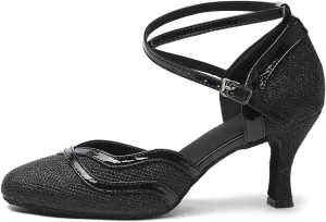 DKZSYIM Women's Latin Dance Shoes Ballroom Performance Sequin Wedding Dance Shoes,Model YCL135