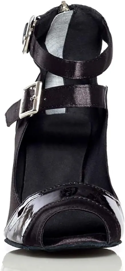DKZSYIM Women's Satin Latin Dance Shoes Ballroom Performance Dance Shoes,Model YCL014-L025