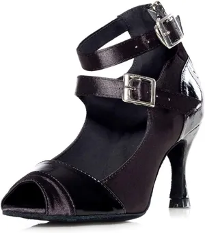 DKZSYIM Women's Satin Latin Dance Shoes Ballroom Performance Dance Shoes,Model YCL014-L025
