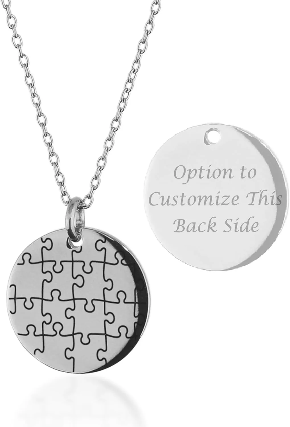 Dolceoro Custom Autism Necklace, Awareness Puzzle Jewelry, Personalized Autism Jewelry, 316L Stainless Steel
