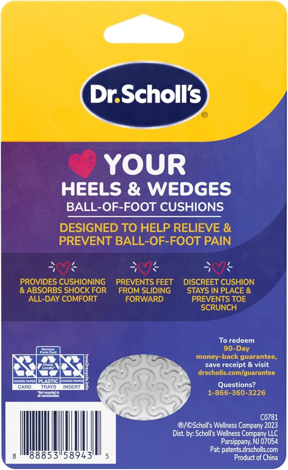 Dr. Scholl's Ball of Foot Cushions for High Heels (One Size) // Relieve and Prevent Ball of Foot Pain with Discreet Cushions That Absorb Shock and Make High Heels More Comfortable