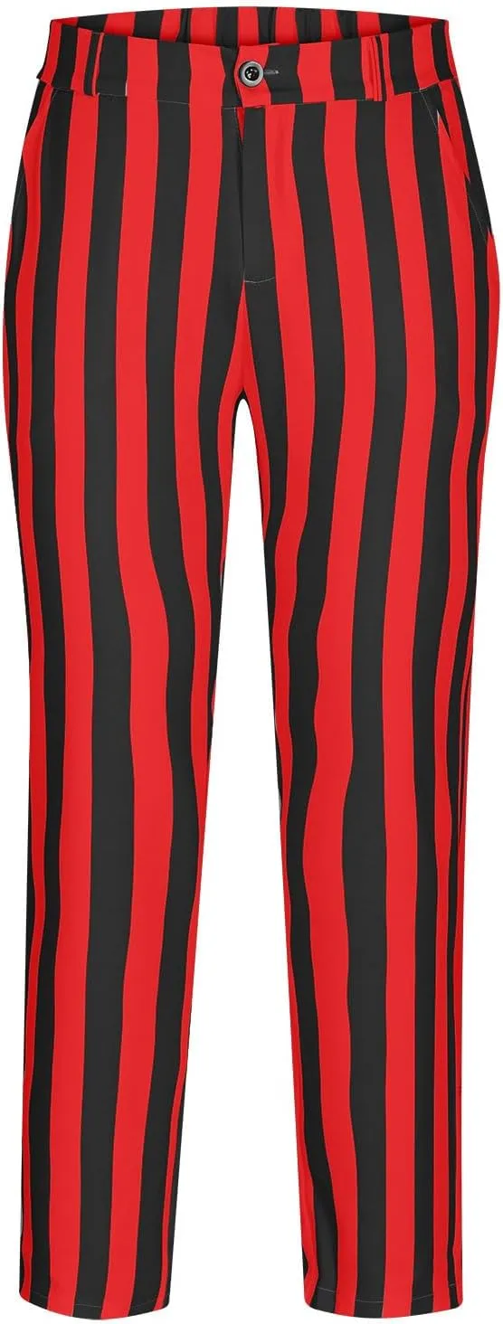 Dress Pants for Mens Stylish Stretch Dress Pants Slim Fit Striped Color Block Pants Casual Business Golf Pants