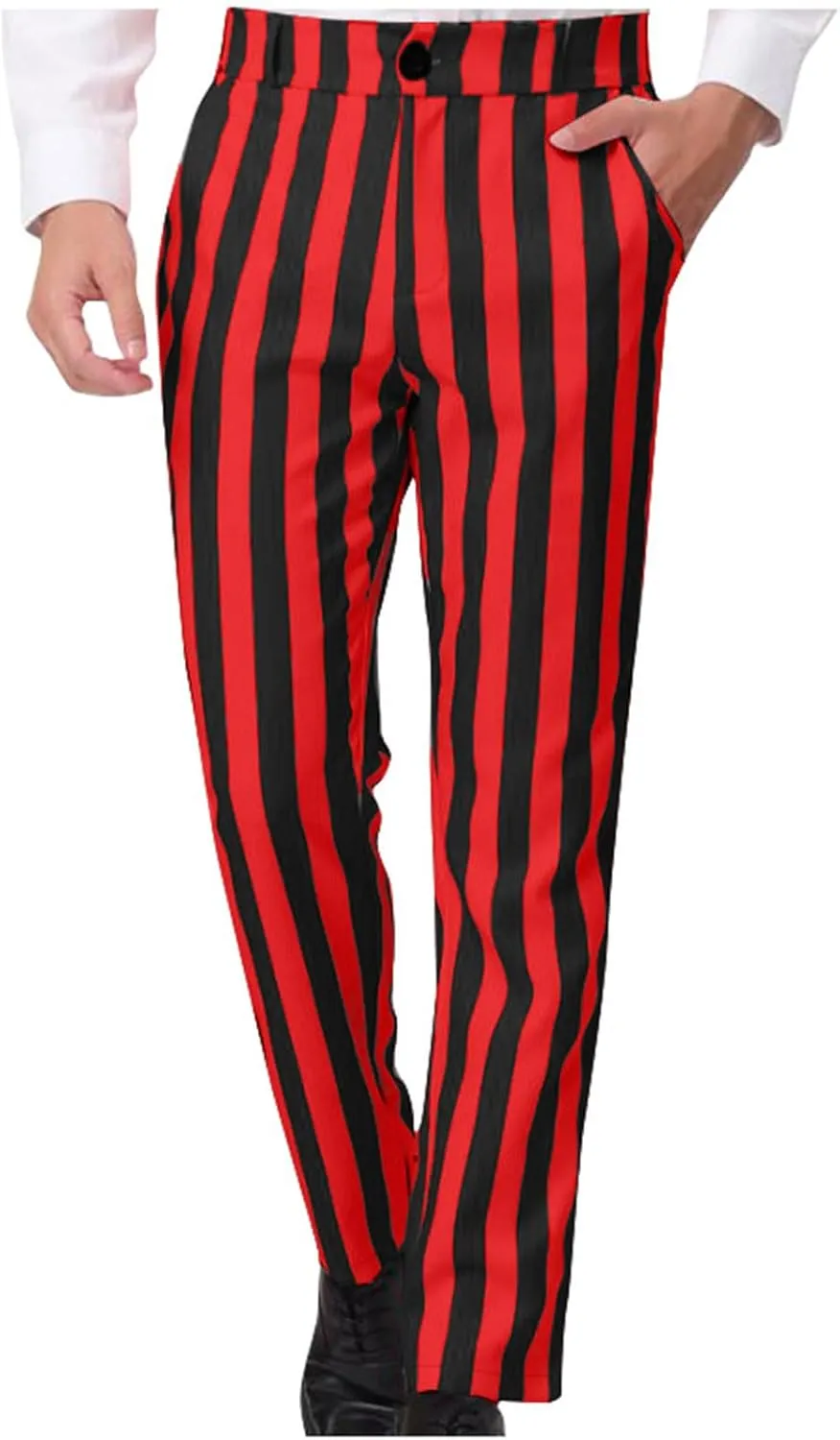 Dress Pants for Mens Stylish Stretch Dress Pants Slim Fit Striped Color Block Pants Casual Business Golf Pants