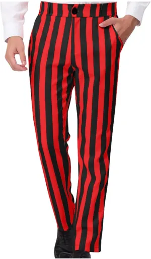Dress Pants for Mens Stylish Stretch Dress Pants Slim Fit Striped Color Block Pants Casual Business Golf Pants