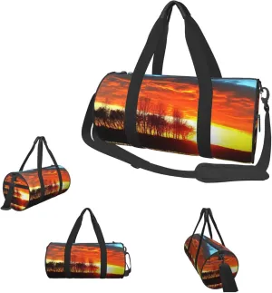 Duffle Bags Beautiful sunset Gym Bag for Men Women Waterproof Travel Duffle Bags Convertible Carry on Garment Bag for Travel Sports
