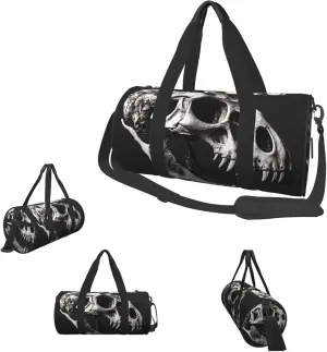 Duffle Bags Black and White Dinosaur Skull Gym Bag for Men Women Waterproof Travel Duffle Bags Convertible Carry on Garment Bag for Travel Sports